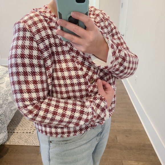 NWT Ann Taylor Cropped Tweed Fringe Blazer - Picture 2 of 8